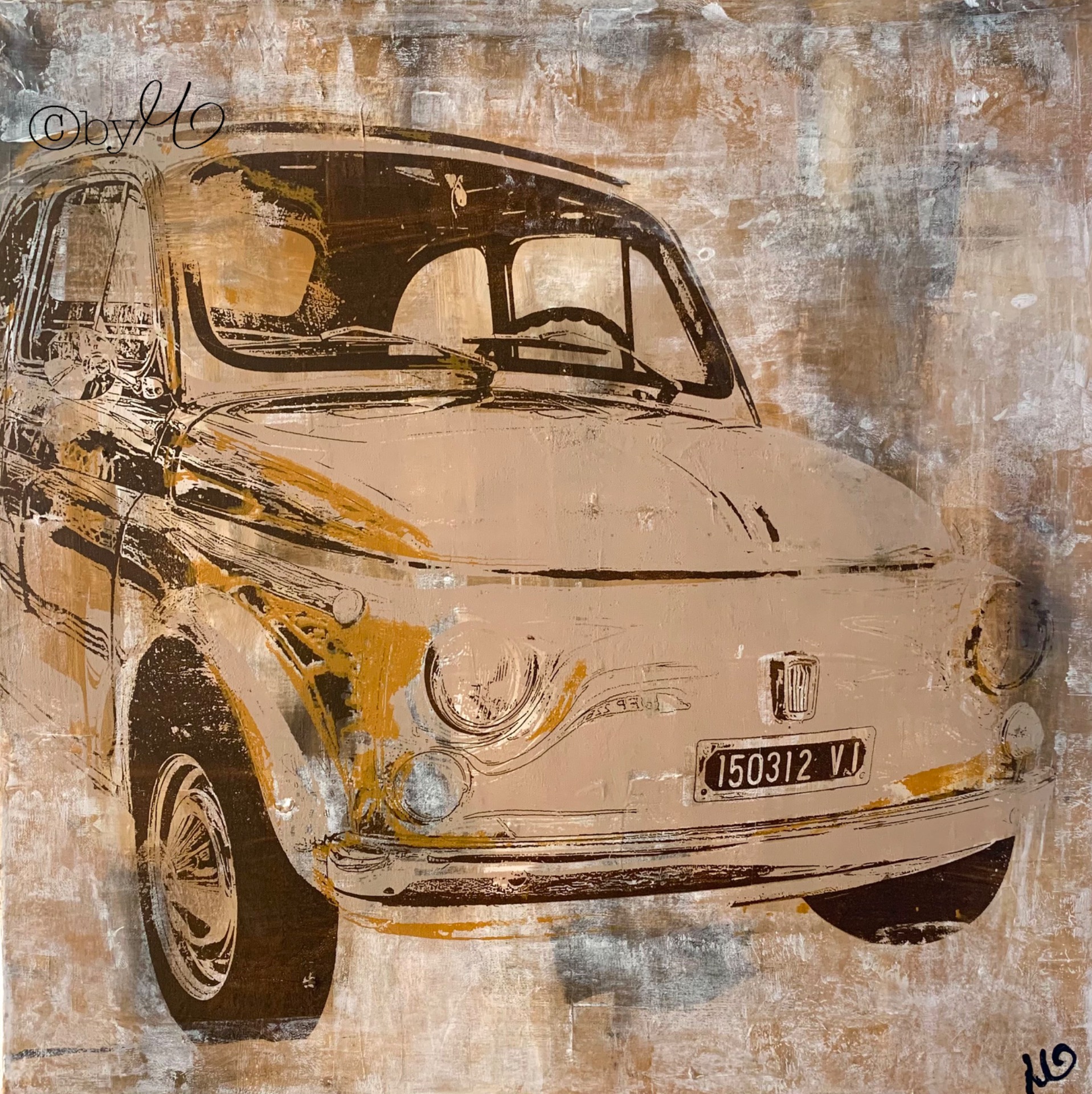 "Fiat 500", 2025, 70x70 cm