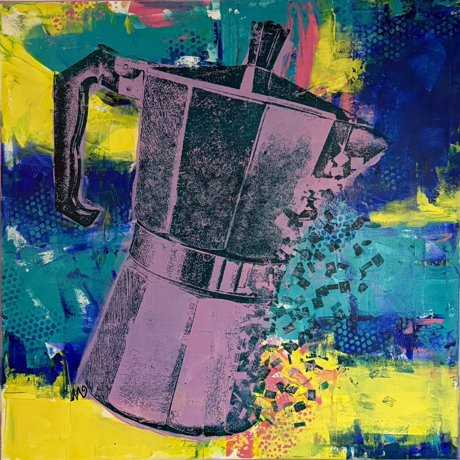 "Stillness IV", 2025, Siebdruck und Acryl auf Leinwand, 80x80 cm,€ 640.-