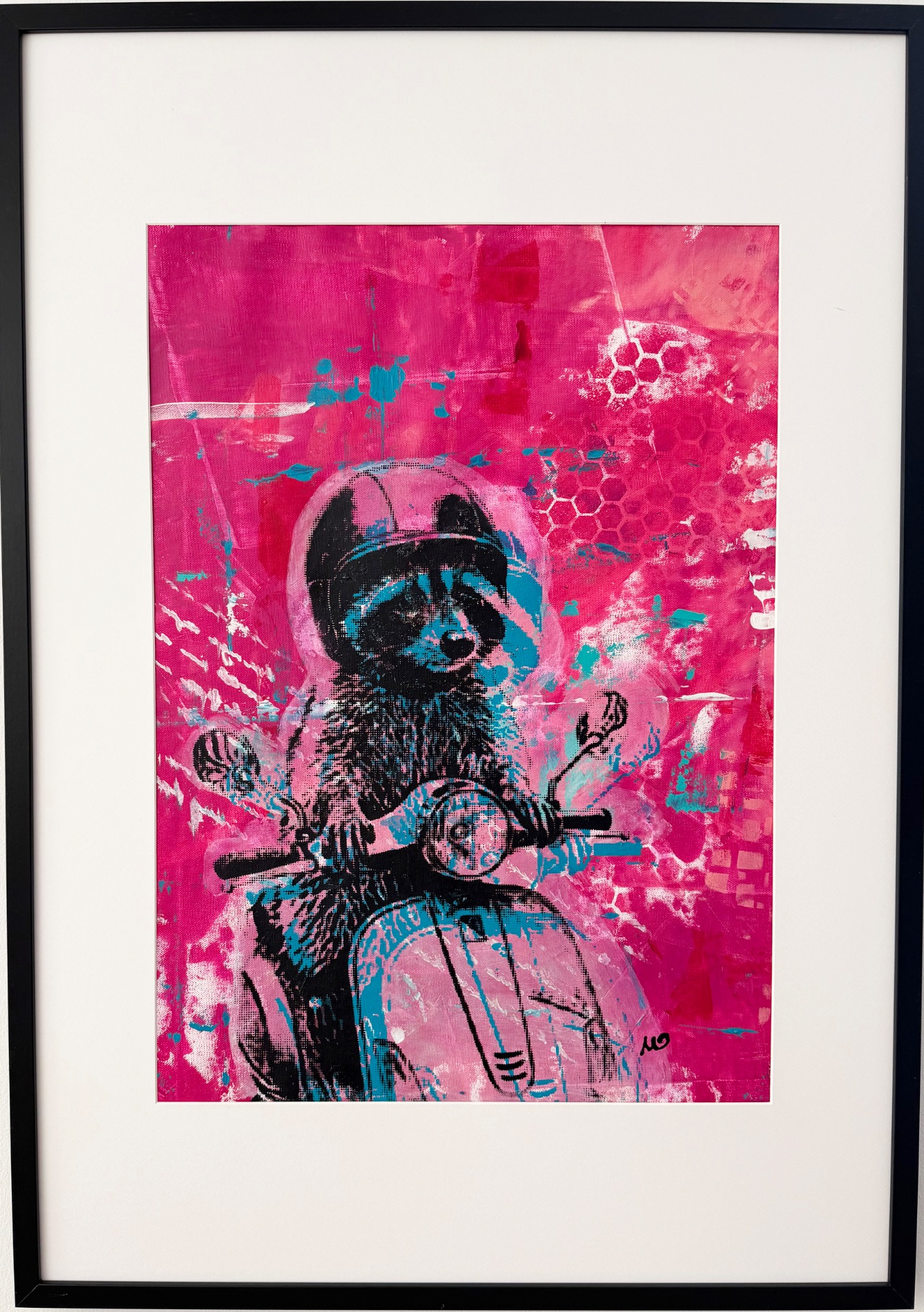 "Motion III",2025, Siebdruck und Mixed Media auf Leinwand, 70x50 cm (100x70 cm mit Rahmen), € 540.- inkl. Rahmen