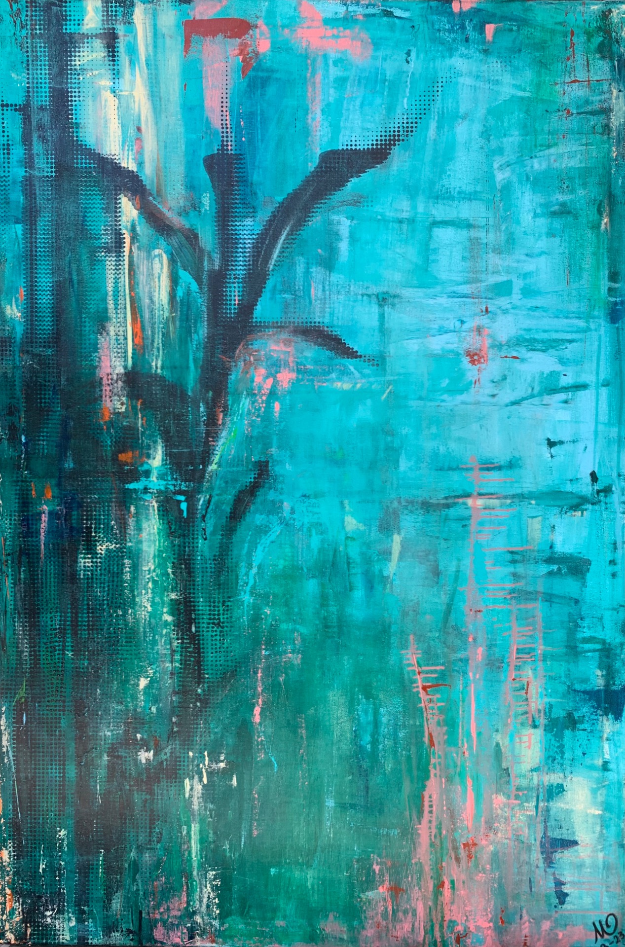 "Stillness I," 2022, Siebdruck und Acryl auf Leinwand, 125x85 cm. € 840.-