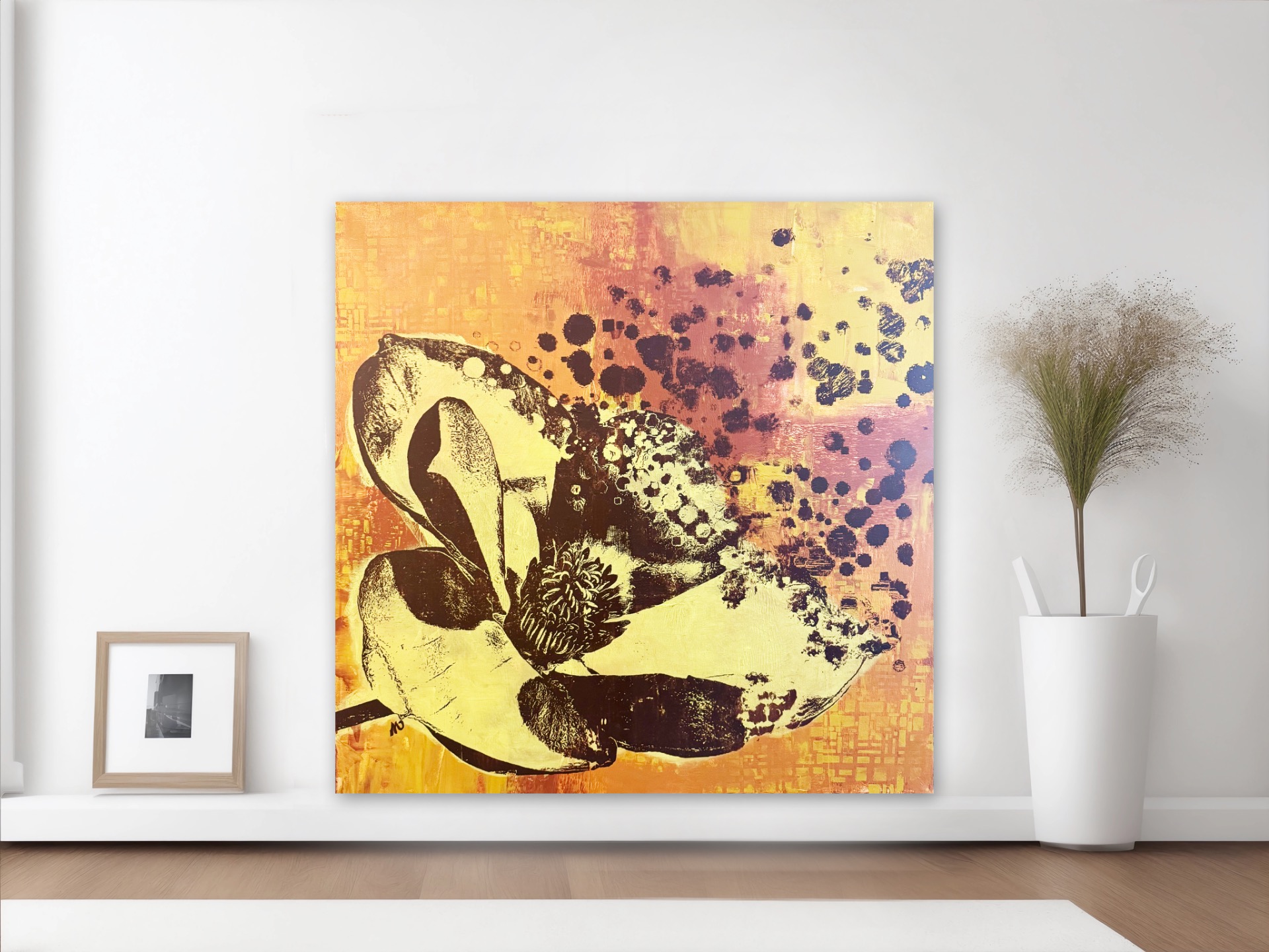 "Stillness VII", 2025, Siebdruck und Acryl auf Leinwand, 70x70 cm, € 560.-