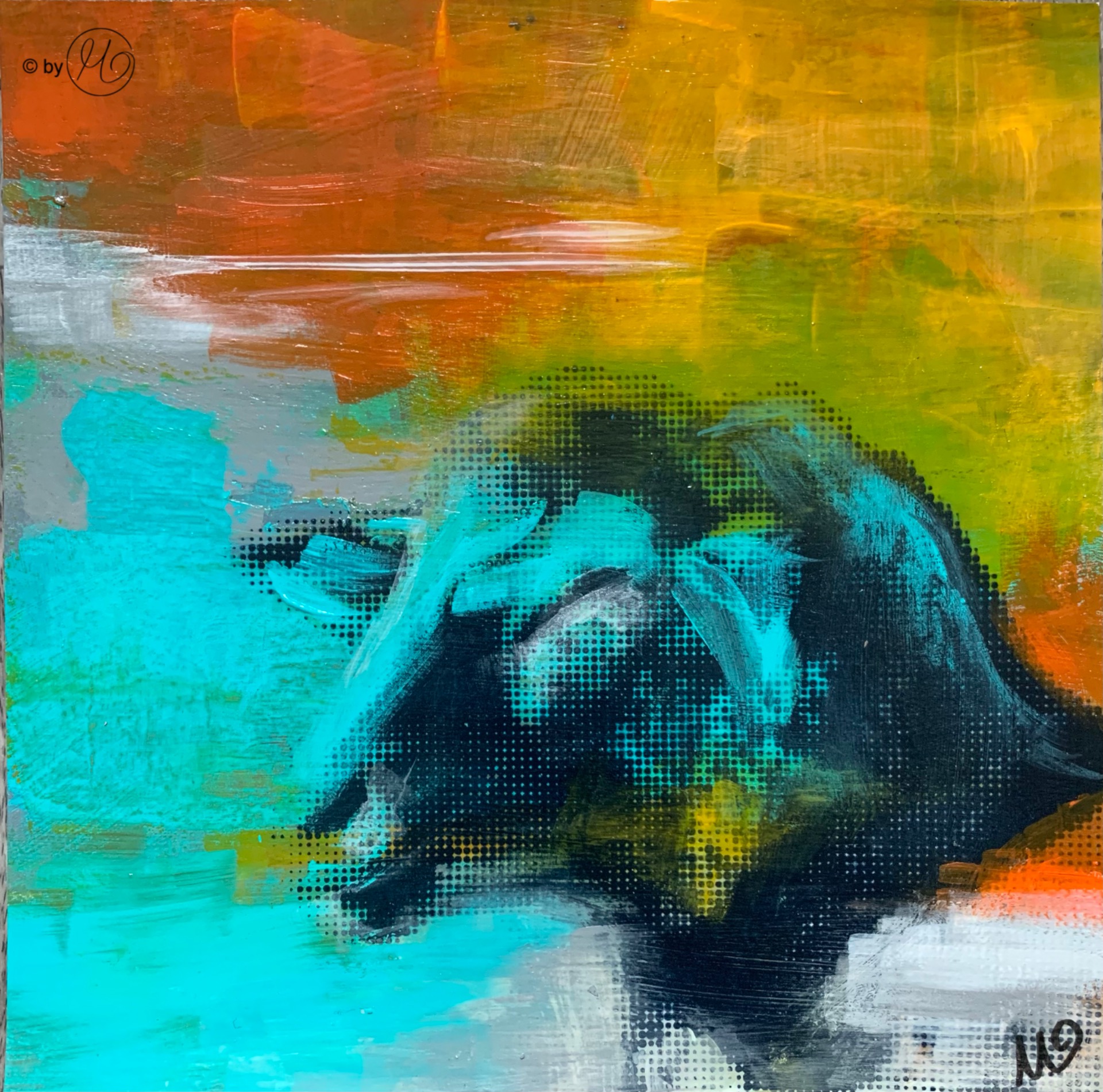 "Kindred Spirit", 2022, Screenprint and Acrylic on Paper, 22x22 cm