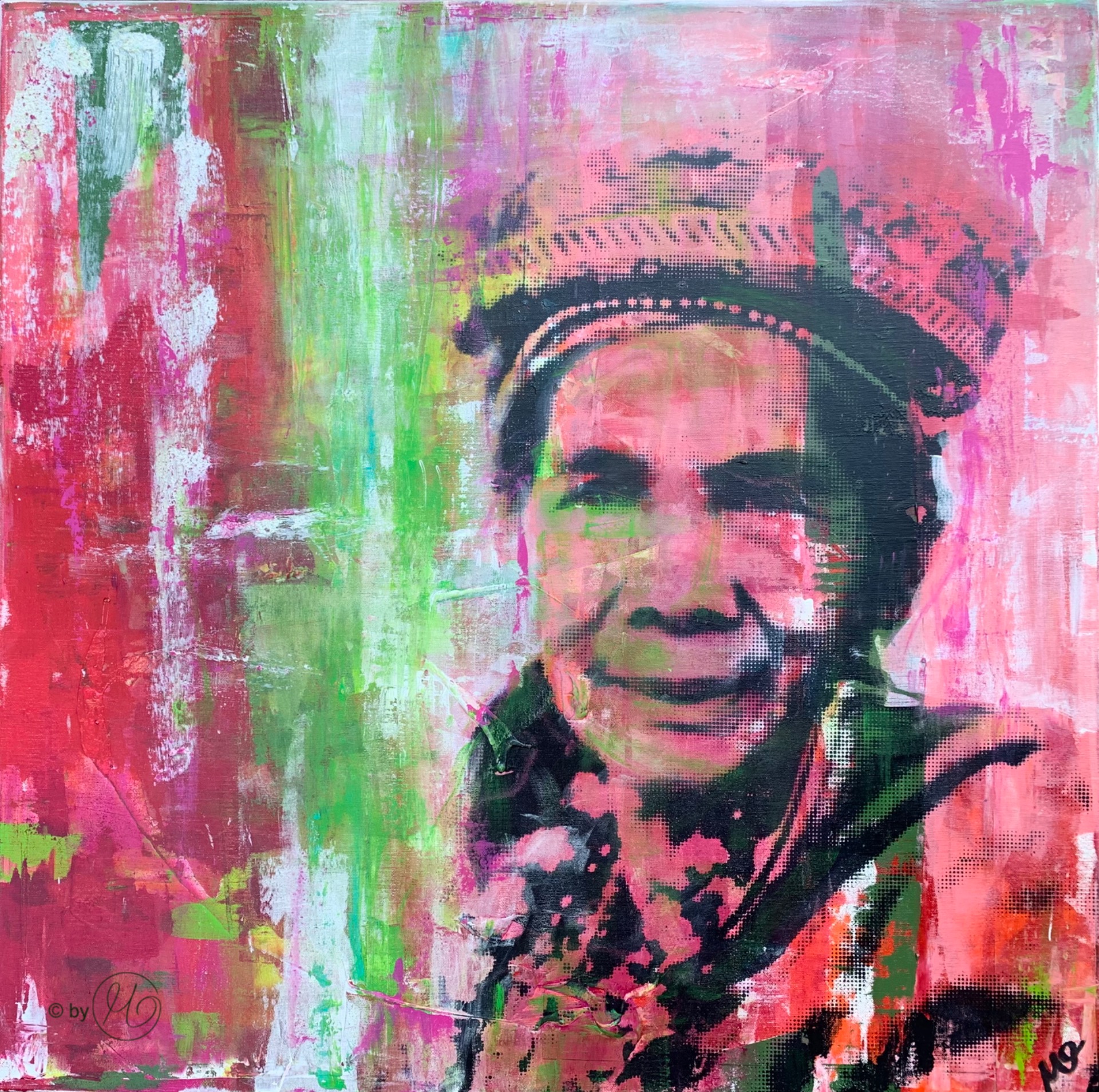 "What Remains", 2023, Screenprint and Mixed Media on Canvas, 80x80 cm