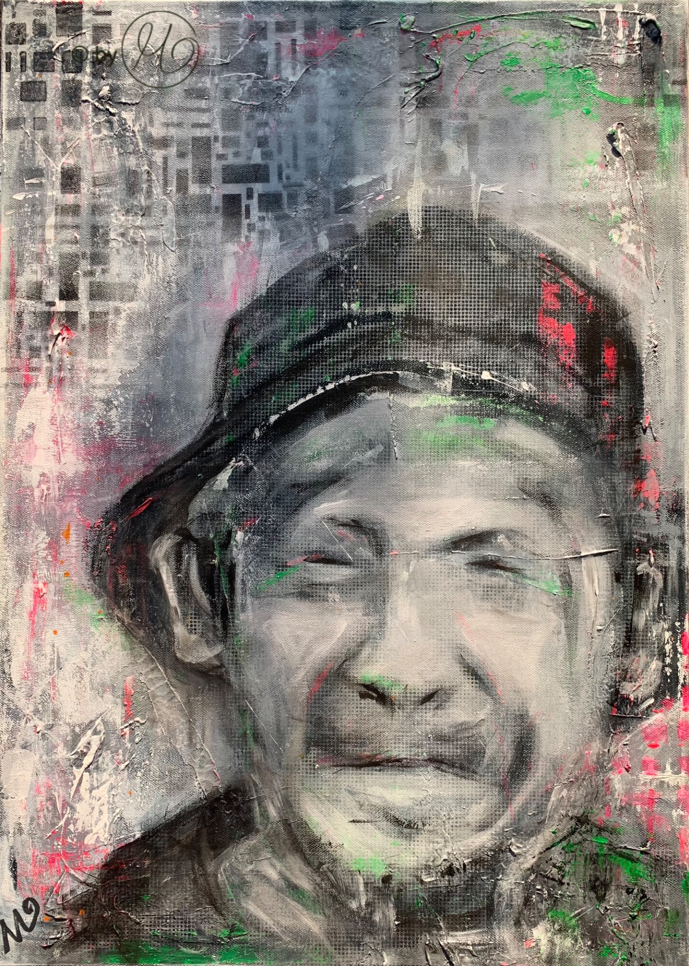 "A Life", 2023, Screenprint and Mixed Media on Canvas, 70x50 cm
