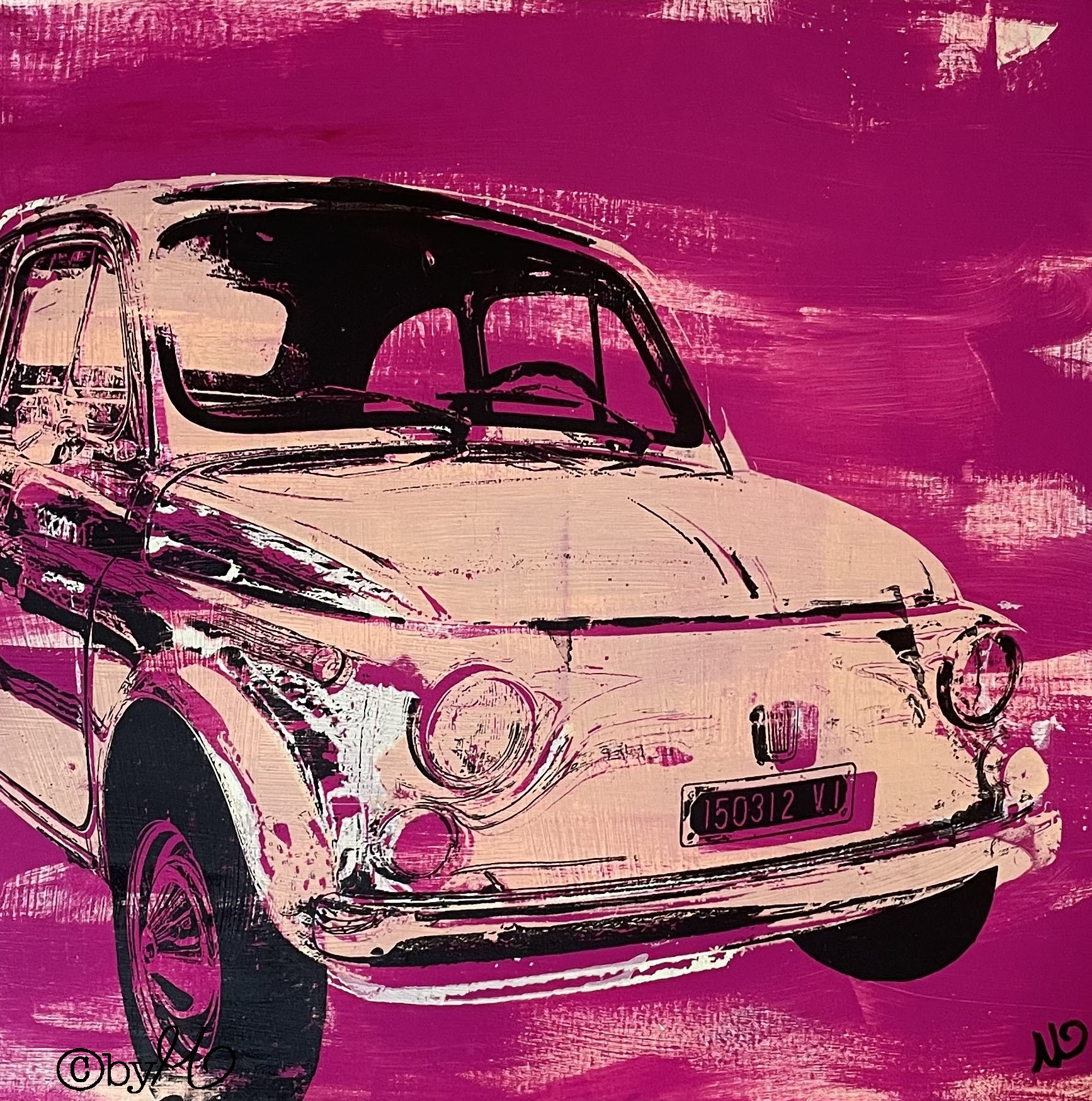 "Fast Track", 2023, Screenprint and Acrylic on Paper, 70x70 cm