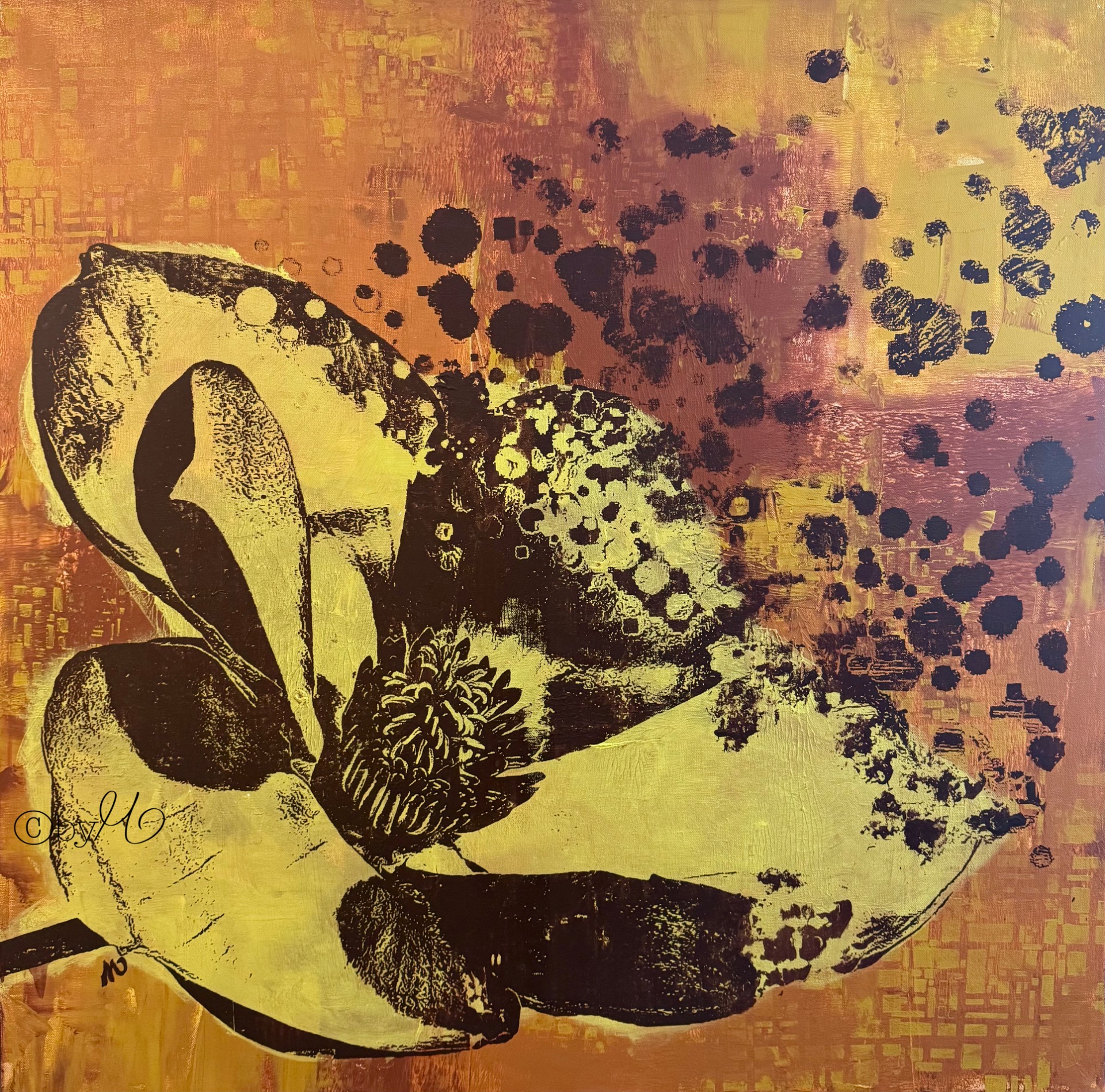 "Fragile Things", 2025, Screenprint and Mixed Media on Canvas, 90x90 cm